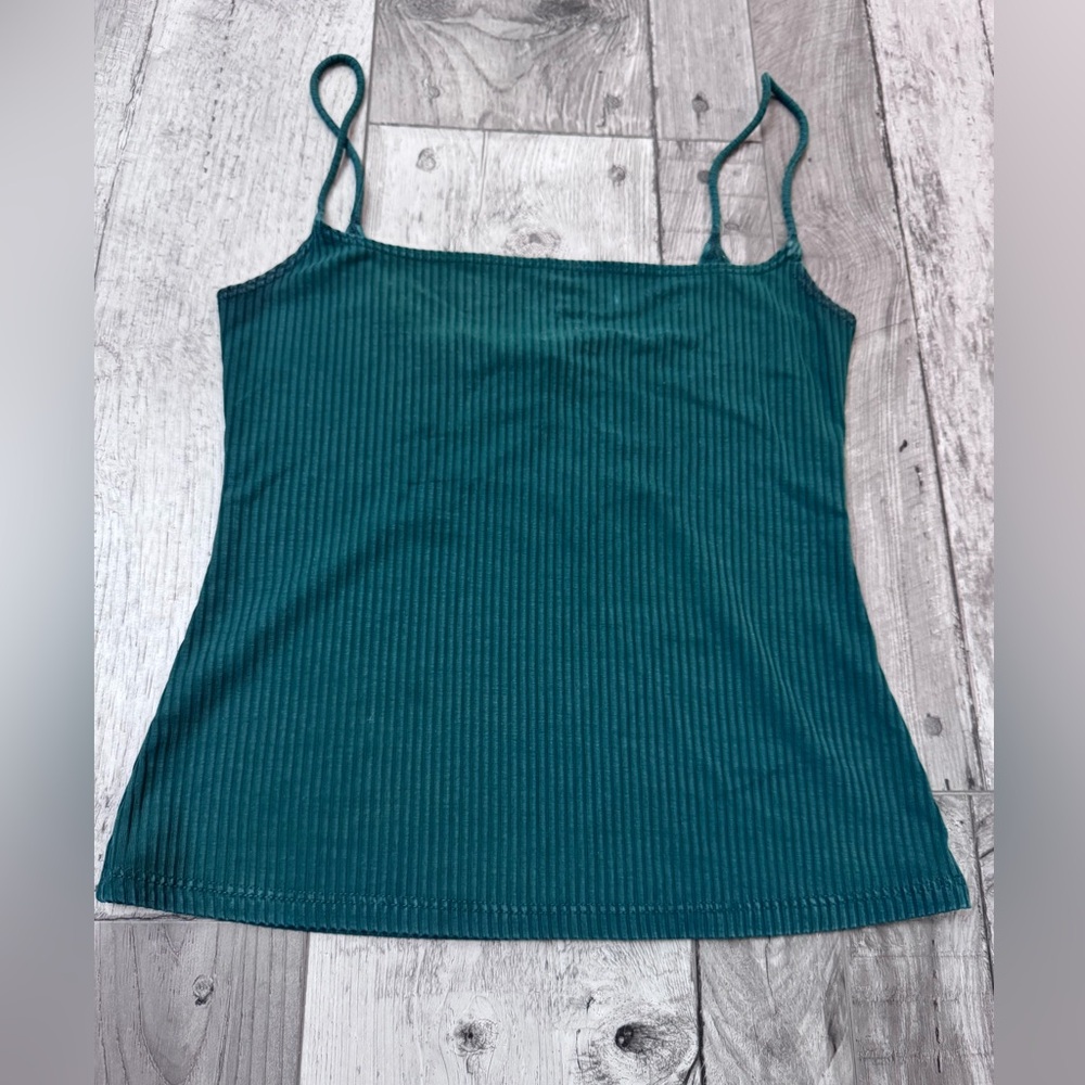 Reformation Carrie Green Ribbed Spaghetti Strap Tank Top XS